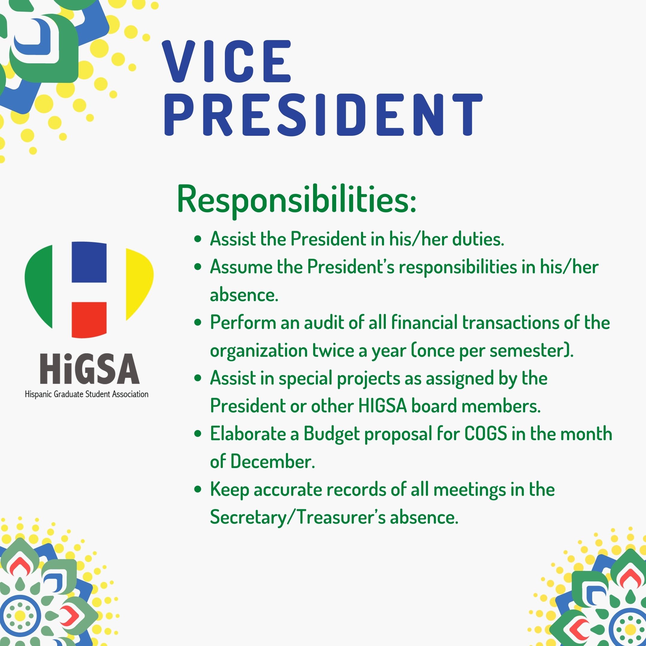 Vice Prsident duties